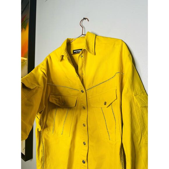 NWT NOCTURNE Ready To Wear Yellow Silver Studded Oversized Jacket Size Medium - Picture 7 of 11